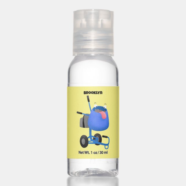 Funny blue cement mixer cartoon illustration hand sanitizer (Front)