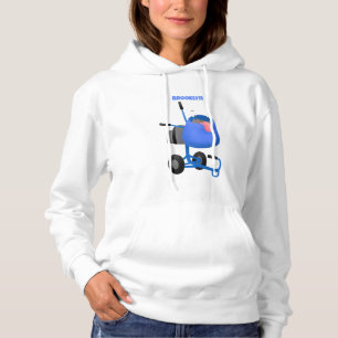 Funny blue cement mixer cartoon illustration  hoodie