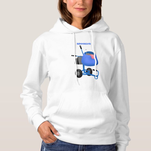 Funny blue cement mixer cartoon illustration  hoodie (Front)