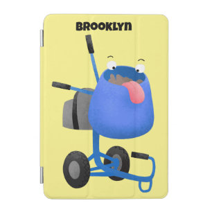 Funny blue cement mixer cartoon illustration iPad mini cover