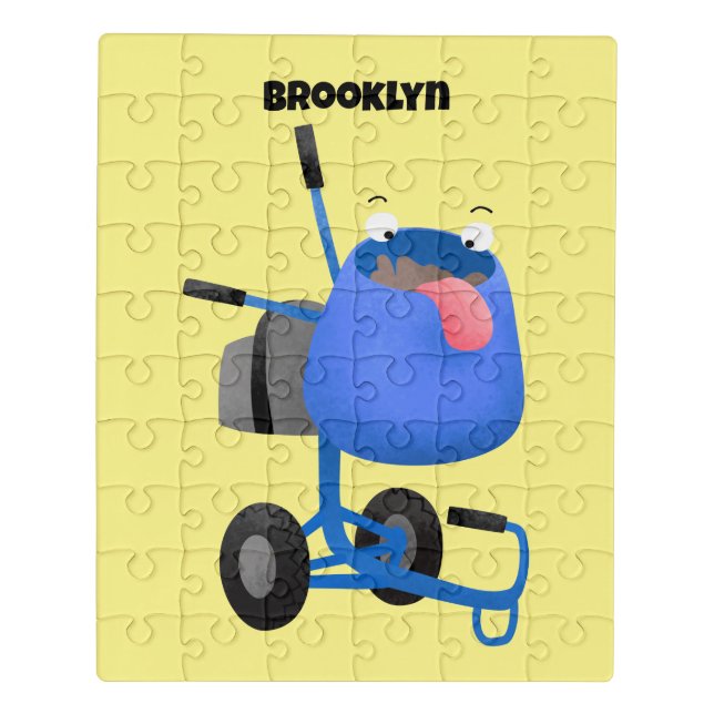 Funny blue cement mixer cartoon illustration jigsaw puzzle (Puzzle Vertical)