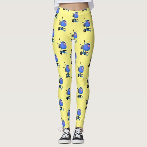 Funny blue cement mixer cartoon illustration leggings