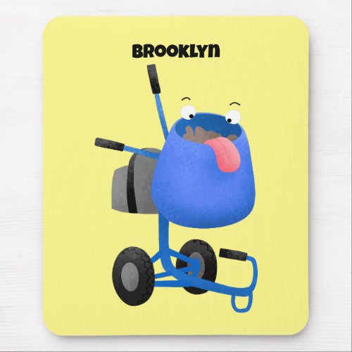 Funny blue cement mixer cartoon illustration  mouse pad