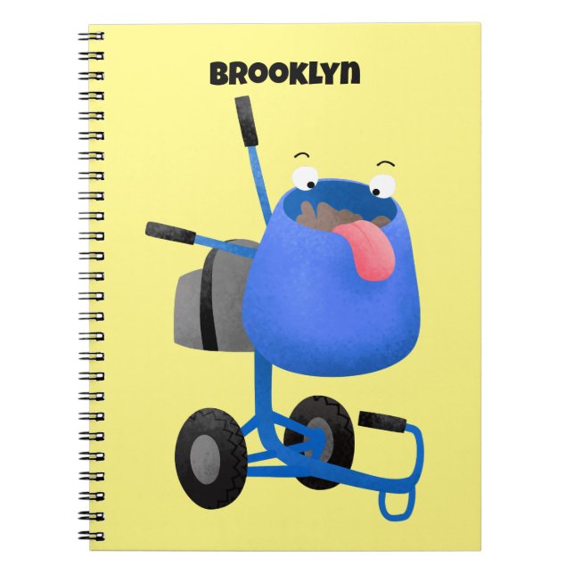 Funny blue cement mixer cartoon illustration notebook (Front)