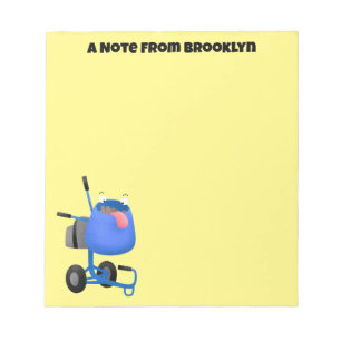 Funny blue cement mixer cartoon illustration notepad