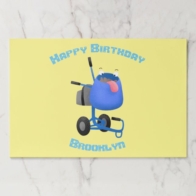 Funny blue cement mixer cartoon illustration paper pad (Front)