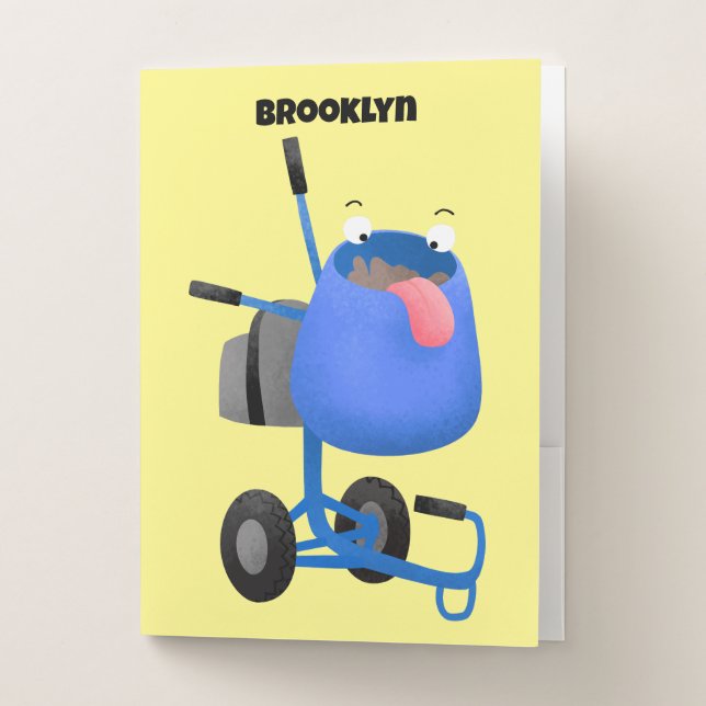 Funny blue cement mixer cartoon illustration pocket folder (Front)