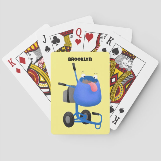 Funny blue cement mixer cartoon illustration  poker cards (Back)
