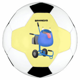 Funny blue cement mixer cartoon illustration soccer ball