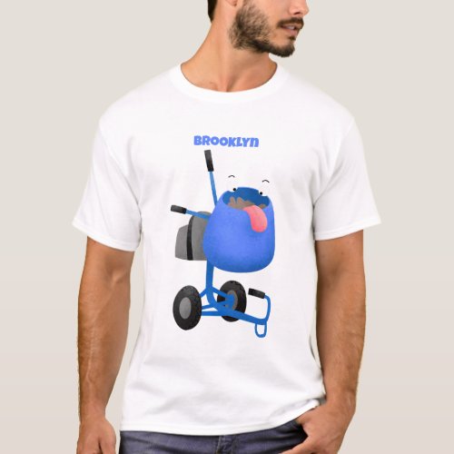 Funny blue cement mixer cartoon illustration T_Shirt