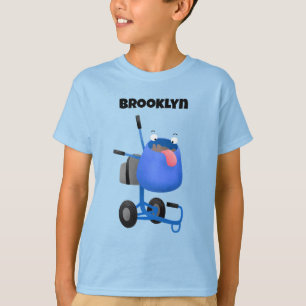 Funny blue cement mixer cartoon illustration T-Shirt