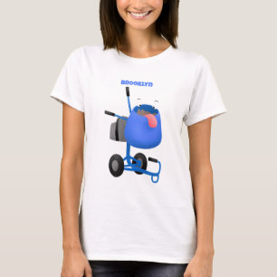 Funny blue cement mixer cartoon illustration T-Shirt