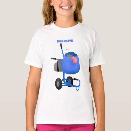 Funny blue cement mixer cartoon illustration T_Shirt