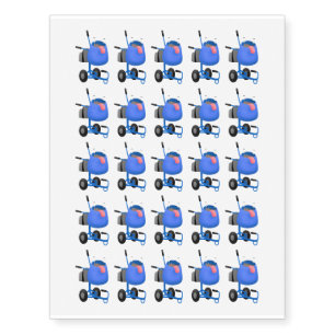 Funny blue cement mixer cartoon illustration temporary tattoos
