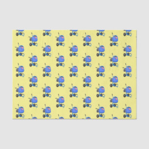 Funny blue cement mixer cartoon illustration  tissue paper