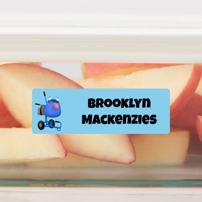 Funny blue cement mixer cartoon personalized  labels (Affixed)