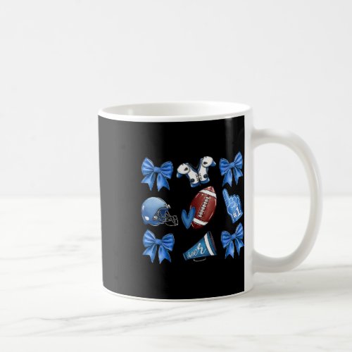 Funny Blue Cheer Football Game Day Coquette Bow To Coffee Mug