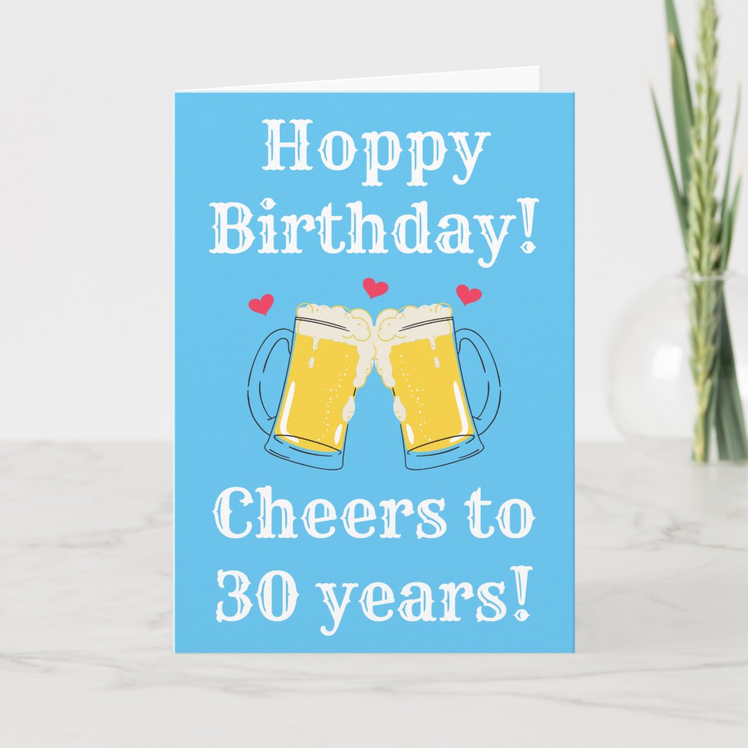 Cute Beer And Hearts Hoppy Birthday Postcard