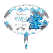 Funny Blue  Chevron Silly Cute Baby 🐘 Elephant Cake Topper