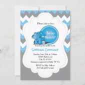 Funny Blue Chevron Silly Elephant | Baby Shower Invitation (Front)