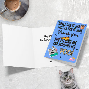 Funny Blue Cute Happy Father's Day From Cat Card
