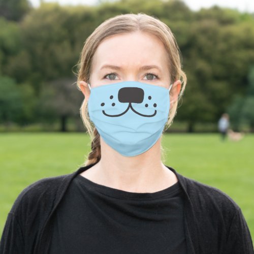 Funny Blue Cute Puppy Dog Doggy Face Cartoon Face Adult Cloth Face Mask