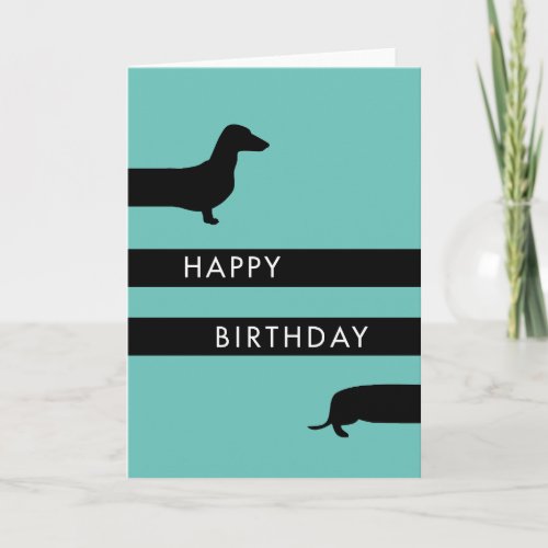 Funny blue Dachshund Happy Birthday Card