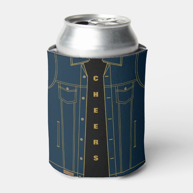 Funny Blue Denim Jacket Can Cooler - Cheers (Can Front)
