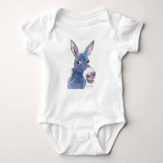 Funny Blue Donkey Baby Bodysuit (Front)