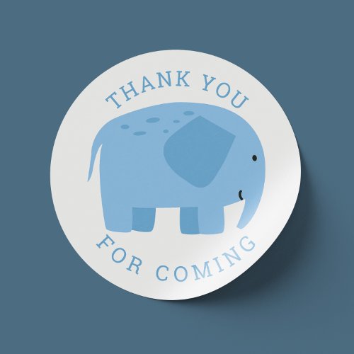 Funny blue elephant Cute boy animal thank you Classic Round Sticker