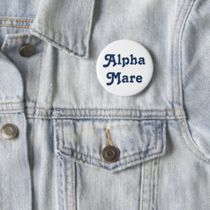 Funny Blue Equestrian Horse Rider Alpha Mare Button