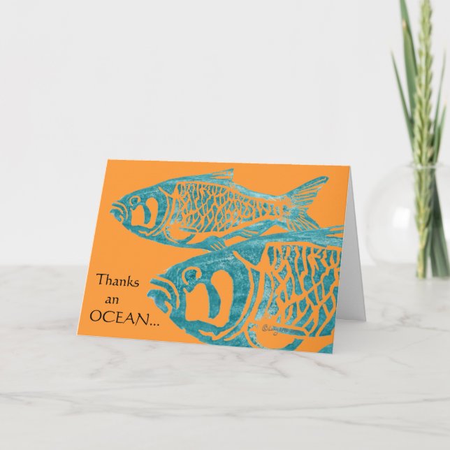 Funny Blue Fish Thank You Cards / Notecards (Front)