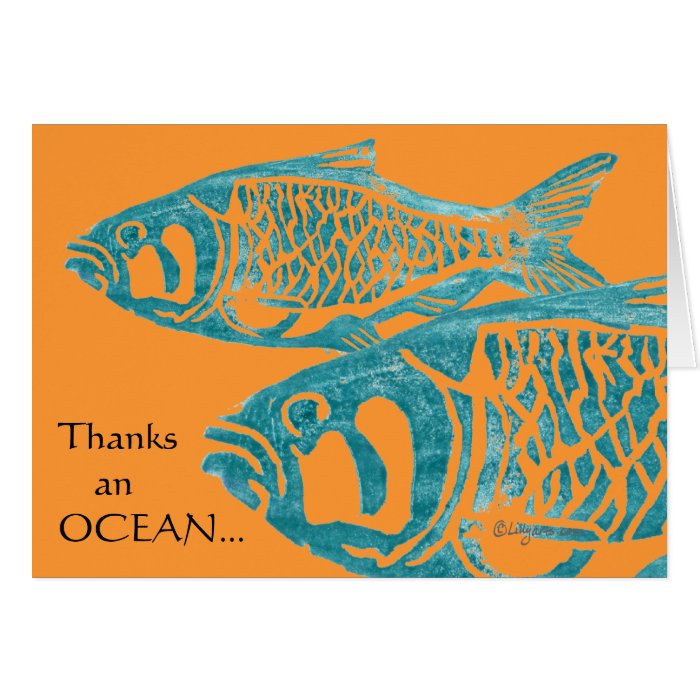 Funny Blue Fish Thank You Cards / Notecards