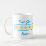 Funny Blue Five Star Rating Custom Name Coffee Mug