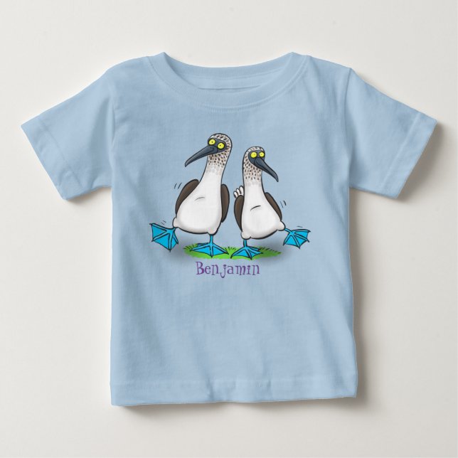 Funny blue footed boobies cartoon illustration baby T-Shirt (Front)