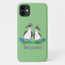 Funny blue footed boobies cartoon illustration iPhone 11 case