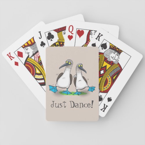 Funny blue footed boobies cartoon illustration playing cards