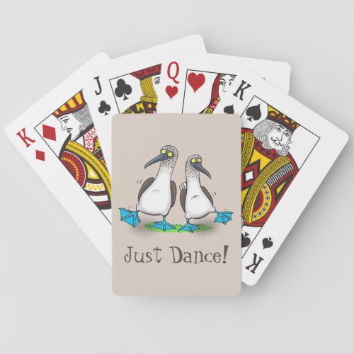 Funny blue footed boobies cartoon illustration poker cards