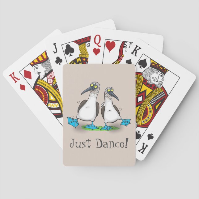 Funny blue footed boobies cartoon illustration poker cards (Back)