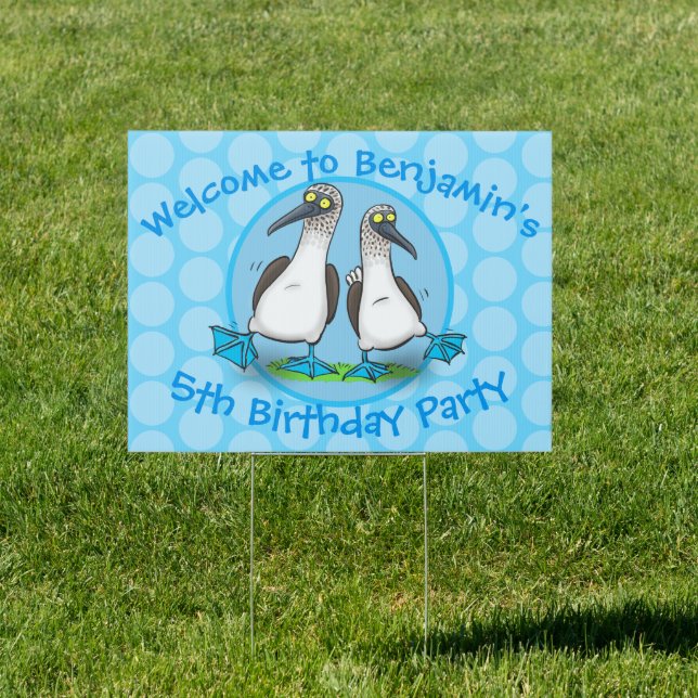 Funny blue footed boobies cartoon illustration sign (Insitu)