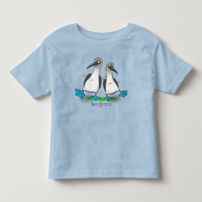 Funny blue footed boobies cartoon illustration toddler t-shirt (Front)