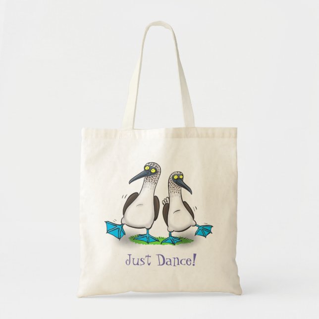 Funny blue footed boobies seabirds dancing cartoon tote bag (Front)