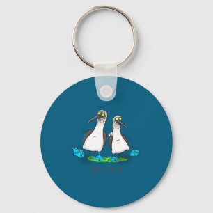 Funny Blue Footed Ies Cartoon Illustration  Keychain