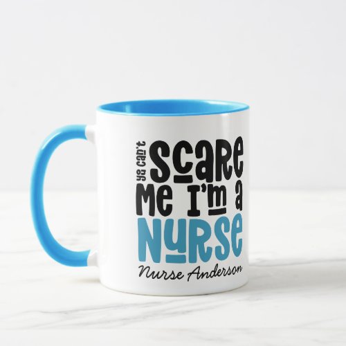 Funny blue girly nurse typography thank you moder mug