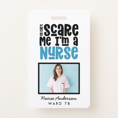 Funny blue girly nurse typography thank you modern badge