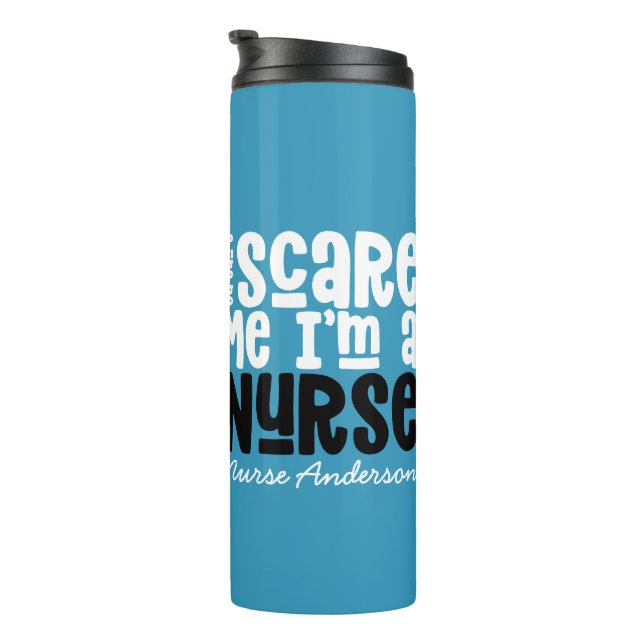 Funny blue girly nurse typography thank you modern thermal tumbler (Rotated Right)