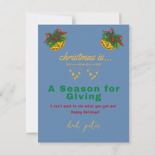 funny blue handwritting christmas holiday card