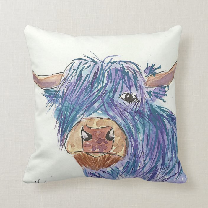 highland cow throw pillow