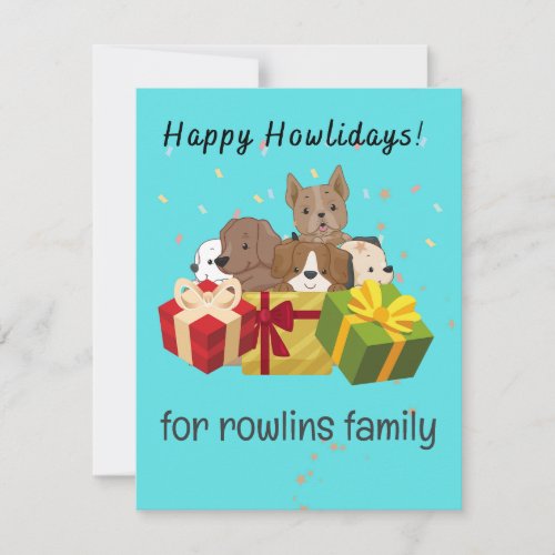 funny  blue howlidays  holidays card