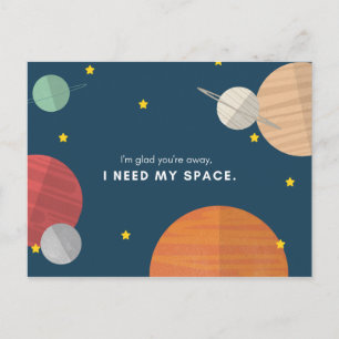 Funny Blue Illustrated Planets Postcard